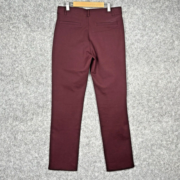Quince Minimalist Stretch Ankle Ponte Pants Trousers Womens MP Burgundy Office - Picture 3 of 10